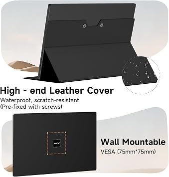 qaf 15.6 Inch Portable Monitor FHD 1080P IPS Screen, 100% sRGB HDR USB-C mini HDMI Ultra-Thin Travel Second Monitor for Laptop Mac PC Phone PS5 Xbox, w/Smart Cover & Speakers, Black