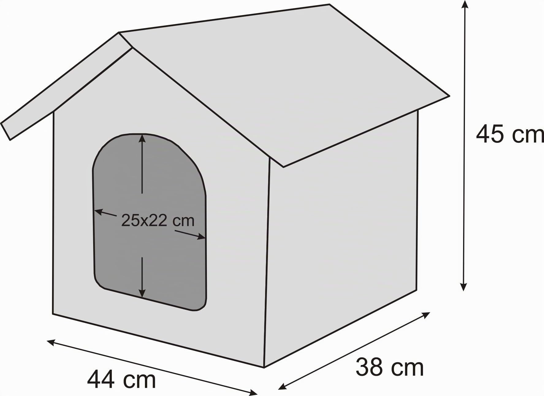 Pillowprim Hundehütte Hundehöhle Hundebett Hundehaus Katzenhöhle mittle M - 44x38 cm schwarz mit Pfoten
