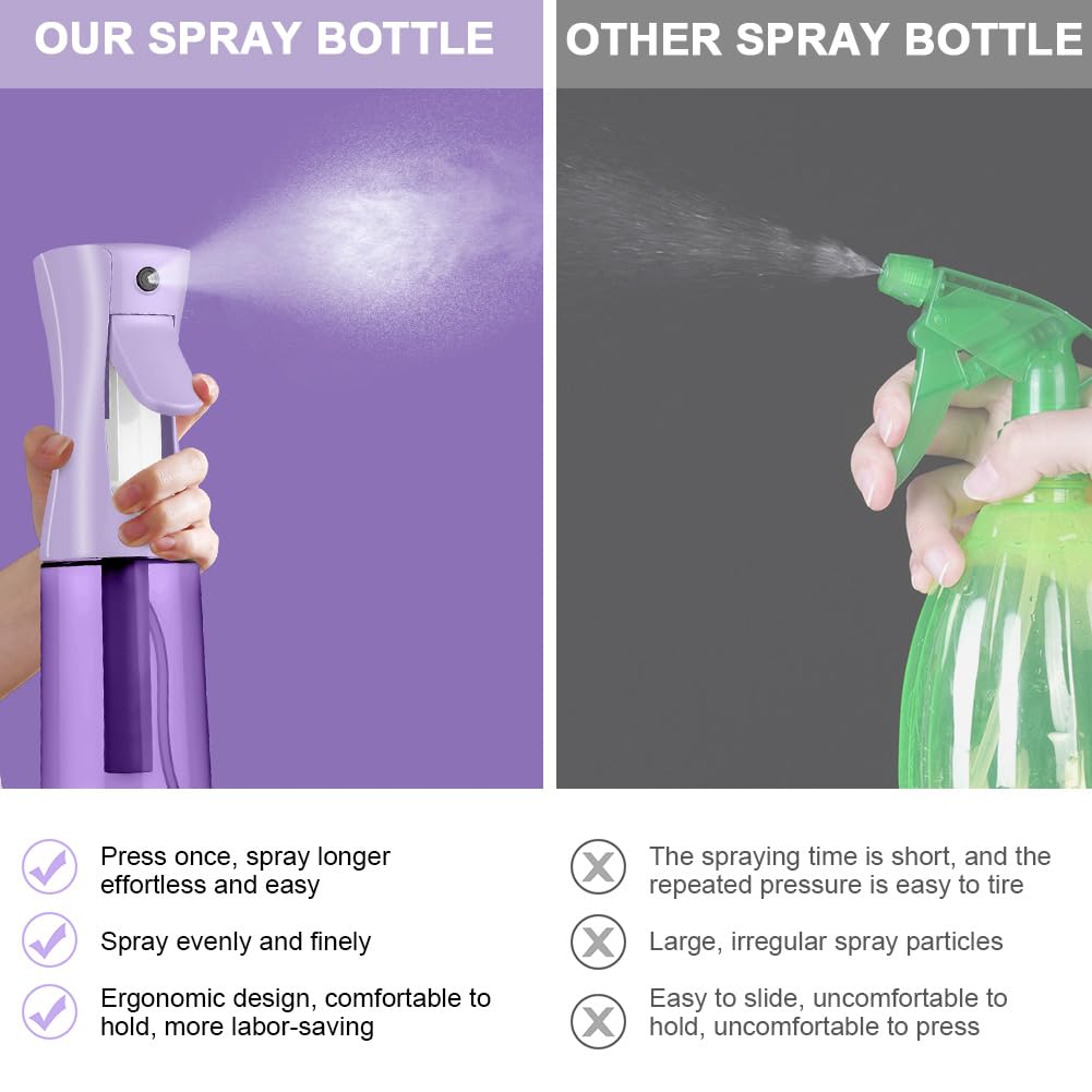 Butelka z rozpylaczem wody do włosów, 200 ml wielokrotnego użytku, cienka mgła ciągły opryskiwacz, spray do włosów, butelka z rozpylaczem do włosów, fryzjerstwo, pielęgnacja skóry, fioletowy