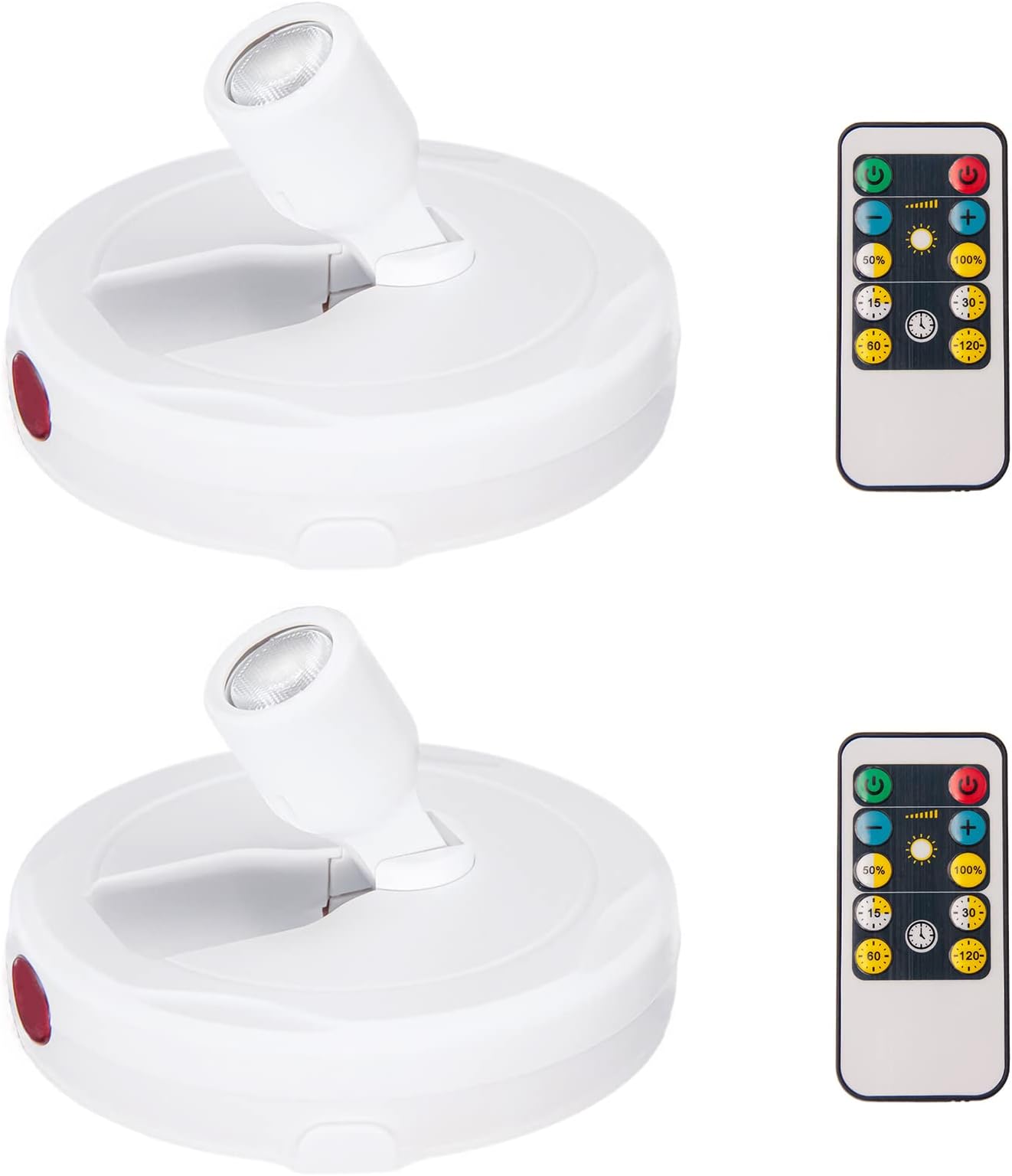 Battery Operated LED Spotlight, Picture Spot Lights, Indoor Uplighting, Puck Lights with Remote, Plants Tree Spotlight, Accent Light for Paintings Dartboard Portrait Frame-White