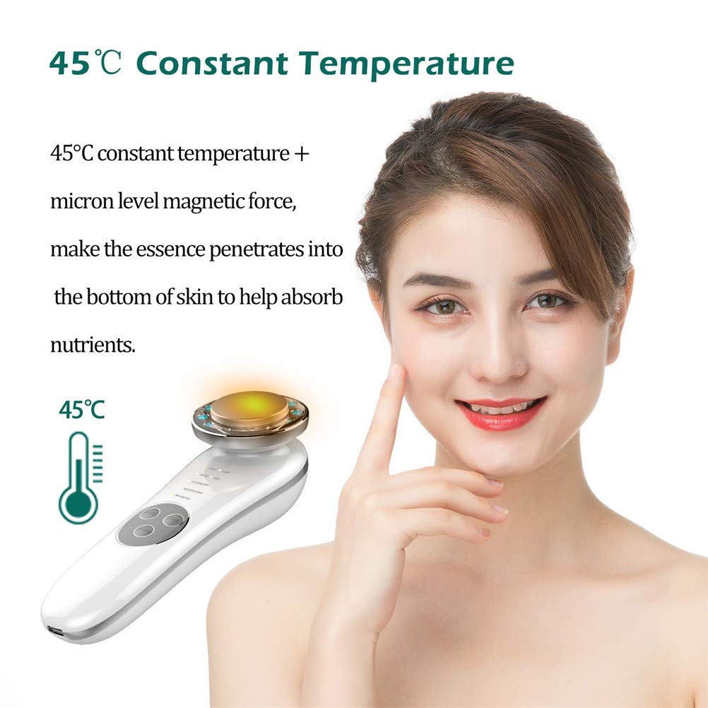 Appareil Anti Rides Visage, 7 En 1 Appareil Massage Soin Visage Dispositif De Beauté Ultrasonique LED Lumière Appareil De Beauté Mésothérapie ION Photon Soins De La Peau