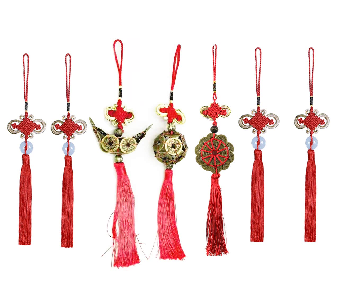 Chinese Knot,  I-Ching Feng Shui Coins and Chinese Character for Good Luck and Healthy (7)