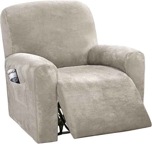 Miniatura 21 de H.VERSAILTEX Fundas Elásticas de Terciopelo para Sofá Reclinable Estilo de 4 Piezas Fundas para Sillas Reclinables Funda para Sillón Reclinable