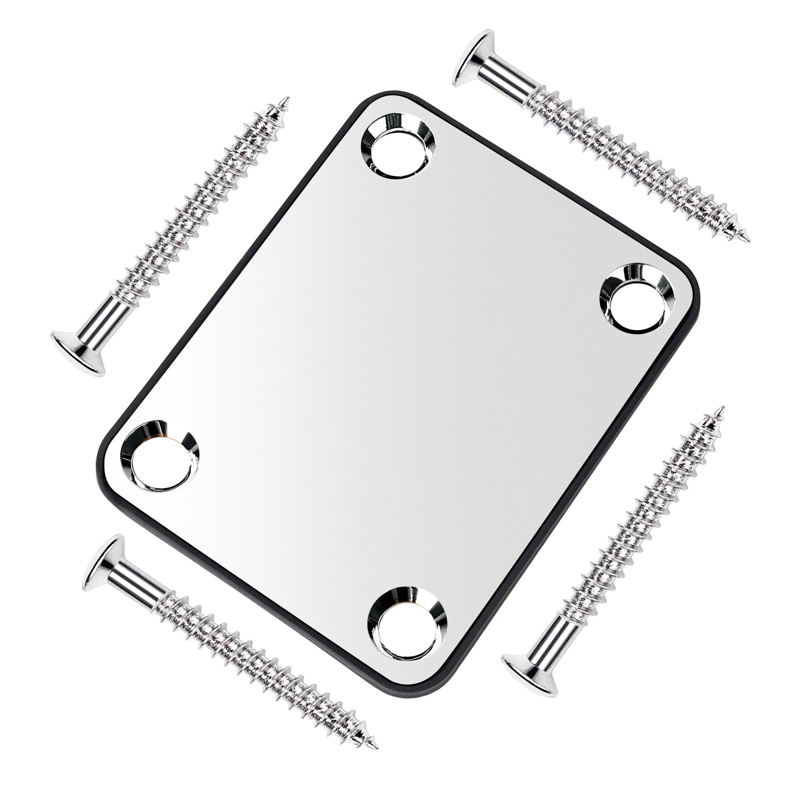 Banworks Neck Reinforcement Plate 4 Holes Rectangle Metal Guitar Neck Plate Neck Joint Back Mounting Plate for Fender Strat ST Tele Guitar Bass JT/JQB-01 Chrome - Image 3