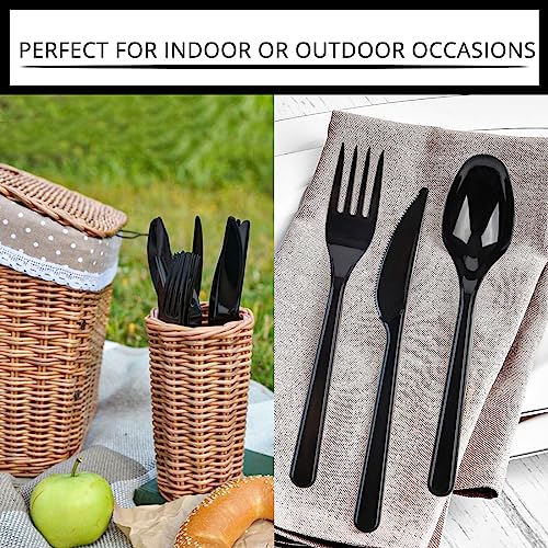 image for Party Bargains Disposable Cutlery set, Onyx Design, 360 Pieces: 180 Fo