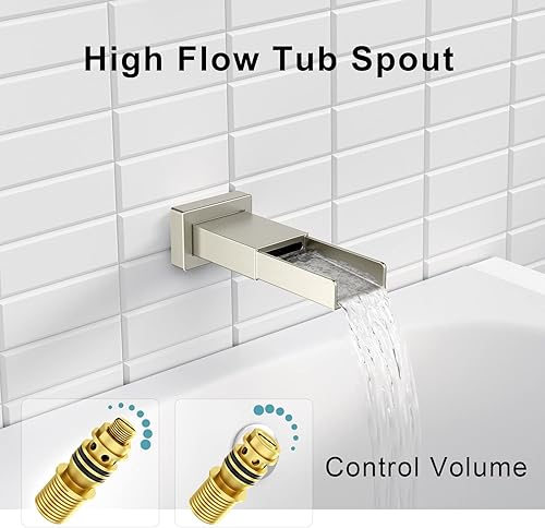 Miniatura 6 de SR SUN RISE Juego de grifo de bañera de metal de 12 pulgadas, sistema de ducha con boquilla de bañera, cabezal de ducha de lluvia cuadrado y