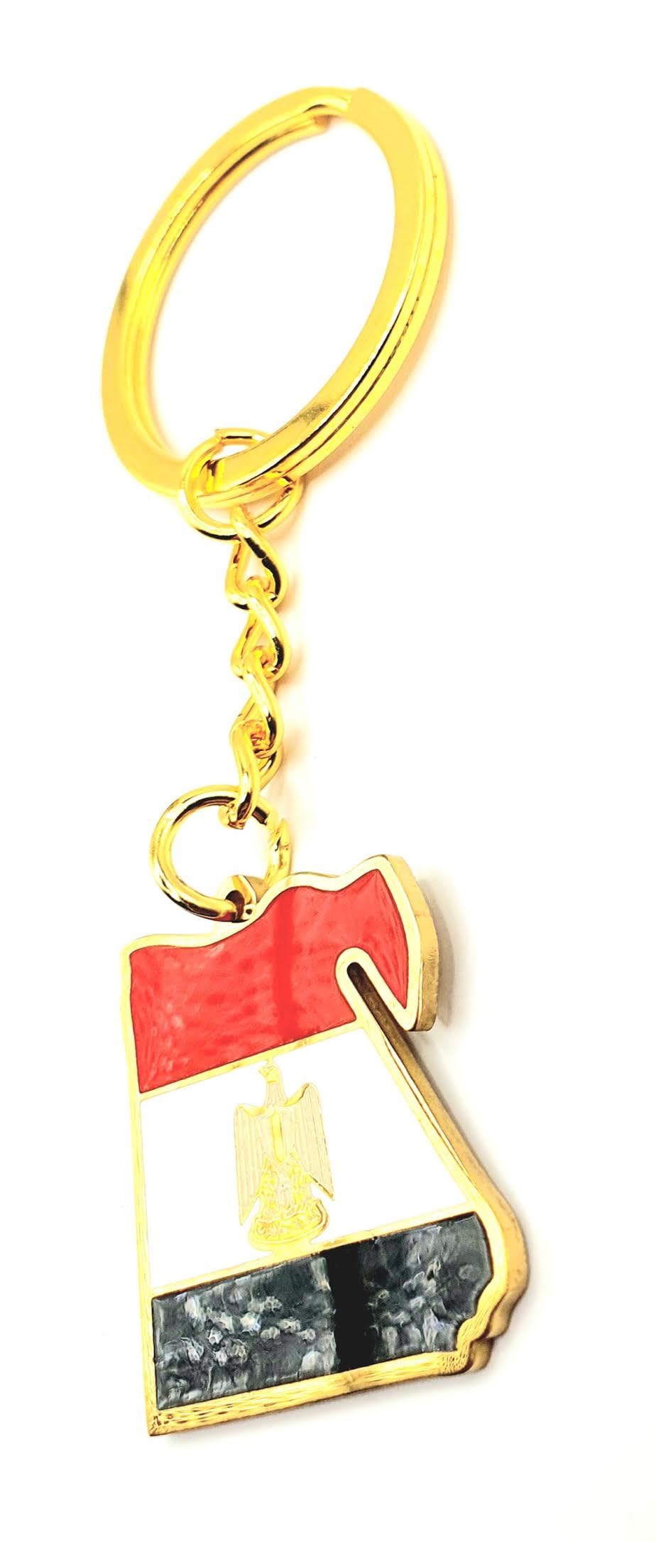 SNS Components Egypt Egyptian Map Outline Africa Creat Gold Country Flag Key Ring Chain Metal Enamel Keyring