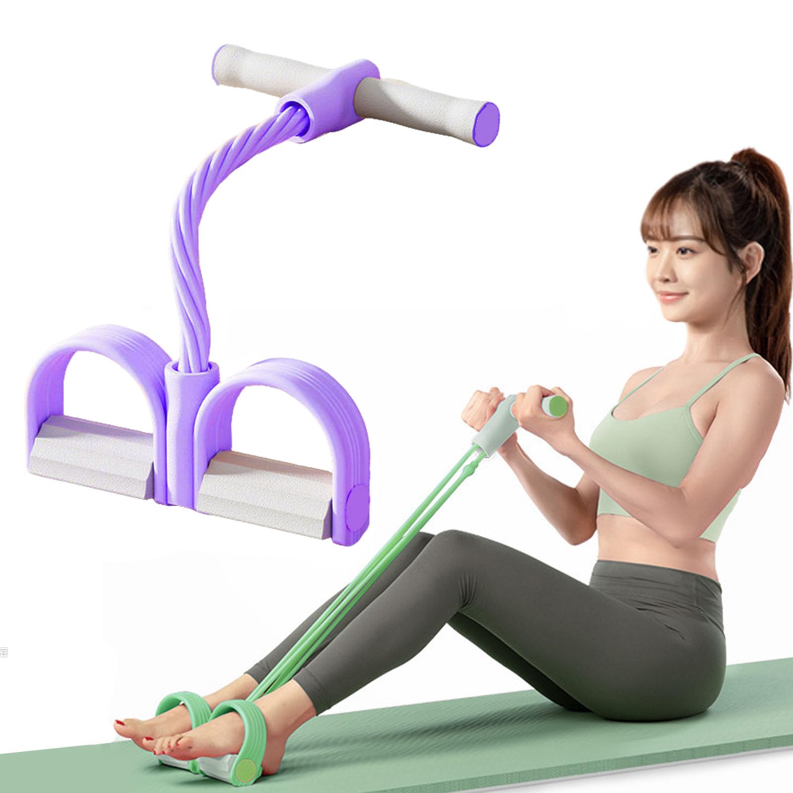 2026 New Pedal Resistance Band with Handle, Sit Up Exercise Equipment, Foot Pedal Resistance Band 6 Tubes, Puller Exercise Bands with Handles