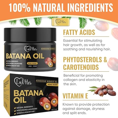 Miniatura 4 de Aceite de batana crudo para el crecimiento del cabello, 4 onzas, 100% puro, sin aroma ahumado, infundido con aceite esencial de rosa, acondicionador