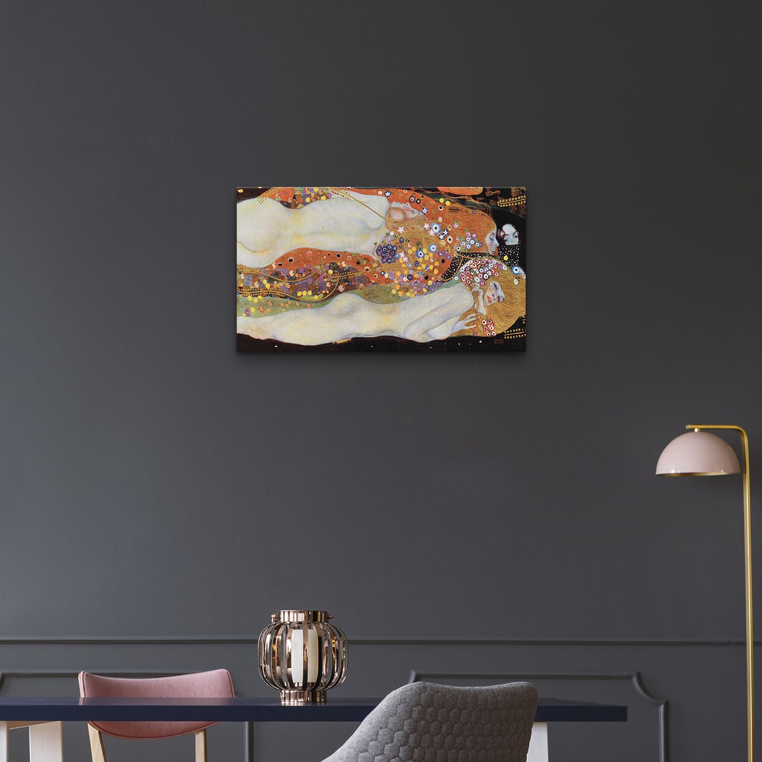 Giallobus - Quadro - Gustav Klimt - Art Klimt - Tela Standard - 70x40-06 - Bisce d'acqua - Pronto da appendere - Quadri moderni per la casa