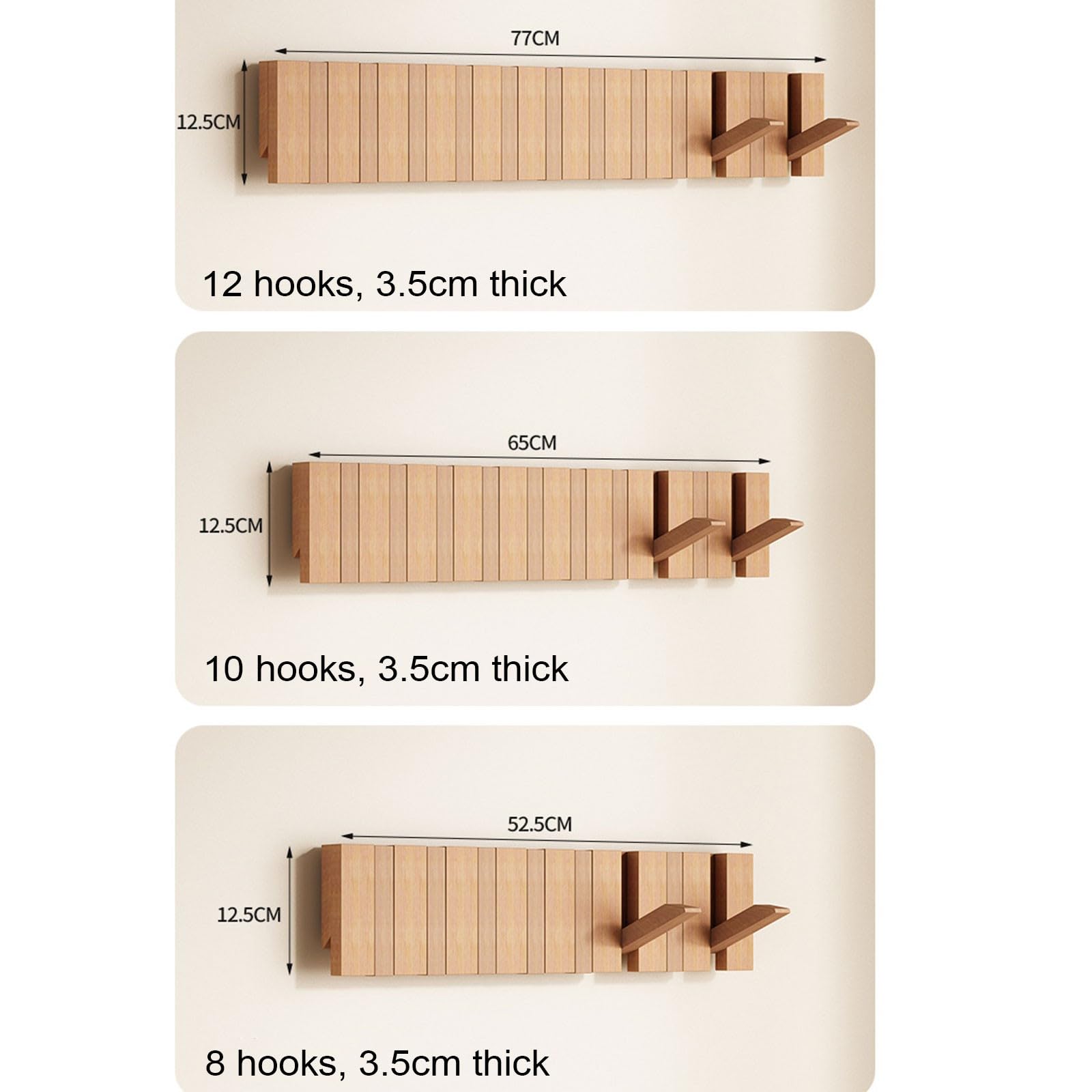 Porte-Manteau Mural En Bois Avec Crochets Pour Touches Piano Gain De Place