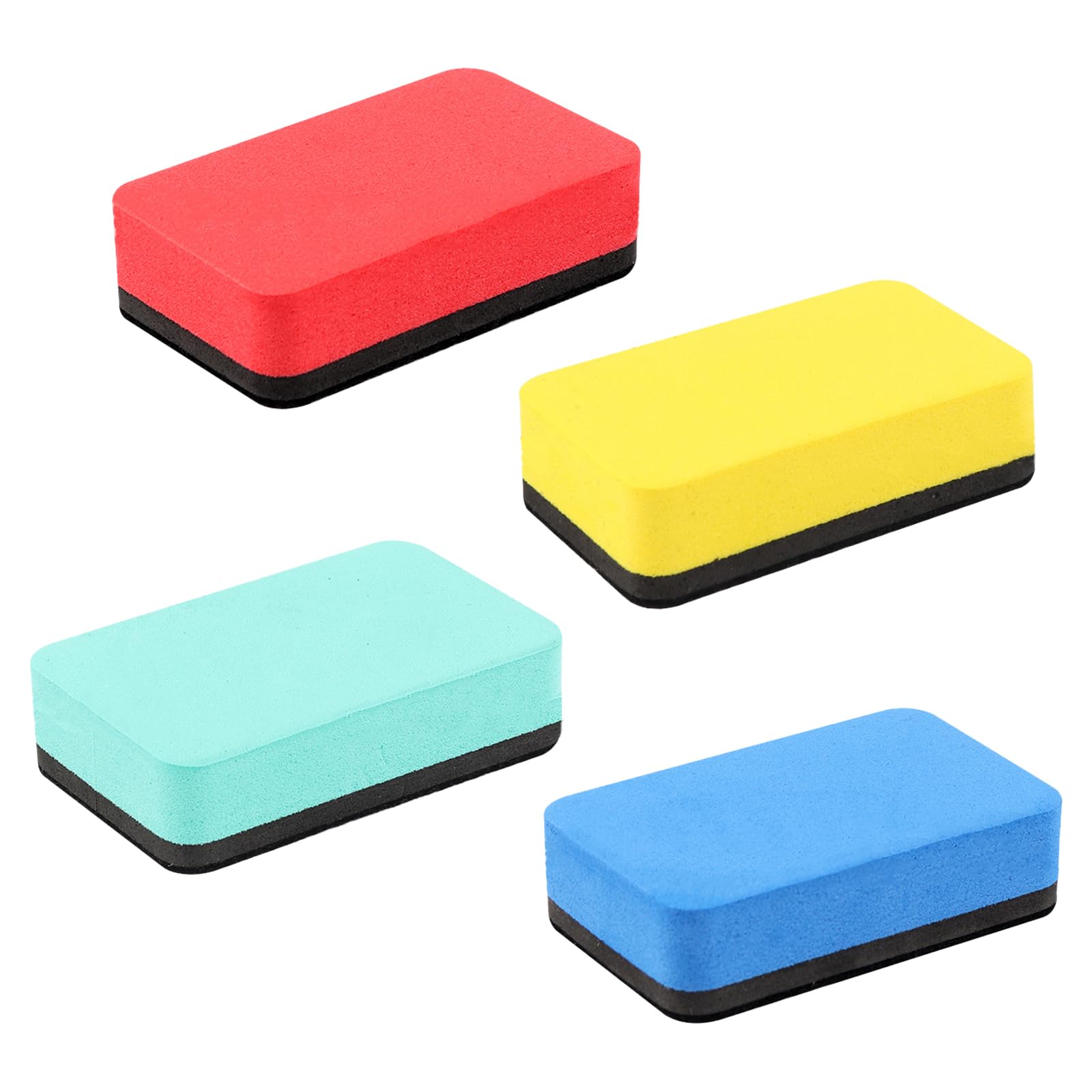4 Piezas Borrador de Pizarra Magnética de Espuma EVA, Esponja para Pizarra Blanca con Fuerte Imán para Oficina, Aula y Uso Doméstico, Limpia sin Dejar Residuos (Mezcla de Colores)