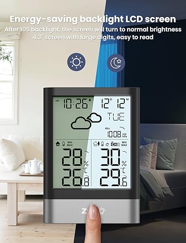 Miniatura 3 de LIORQUE Estación meteorológica inalámbrica para interiores y exteriores, termómetro meteorológico digital, temperatura, presión de aire, monitor de