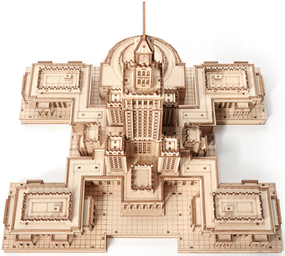 Little Story Drewniane puzzle 3D, pałac kultury, model architektoniczny do samodzielnego montażu – kreatywny zestaw do majsterkowania dla dzieci od 14 lat – zestaw drewniany jako prezent dla młodzieży
