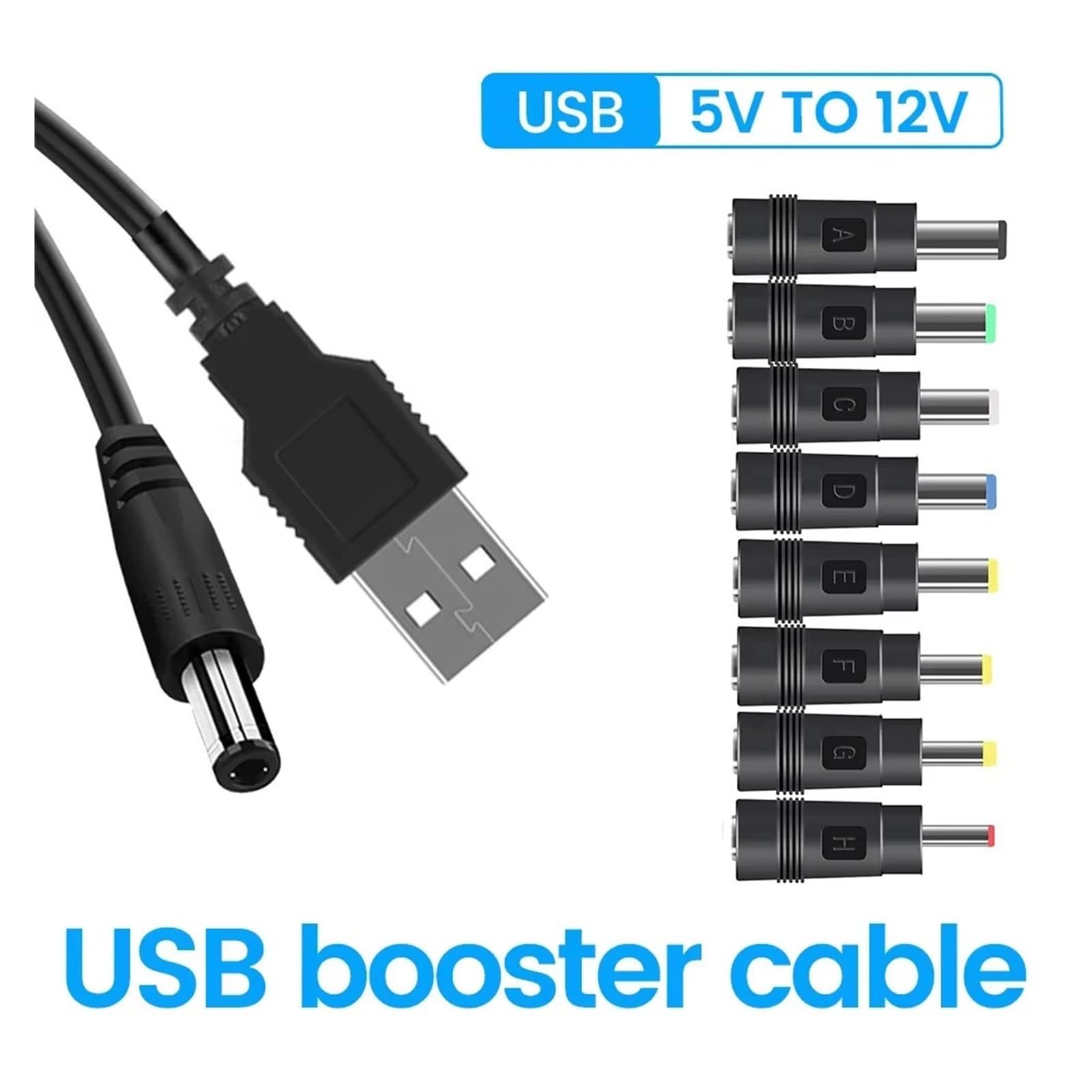 Adaptador USB DC Boost 5V-12V 8 cable de carga enrutador ventilador altavoz