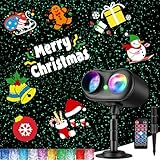 Christmas Projector Lights Outdoor, 3 in 1 Holiday Projector Light with Green Star, 20 HD Slides, 160 Pattern, 10 Ocean Wave, Christmas Light Projector Outdoor with Timer for Party Patio Decoration