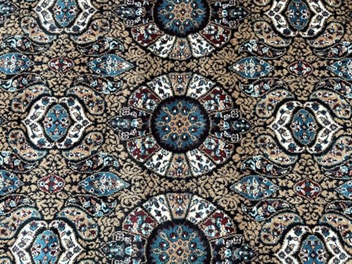 Image of Premium Runner Carpet, Vintage Medallion Pattern, Non Slip, Thick, Ideal for Bedroom, Living Room & Entryway, 3x5 Feet Black Multi Color