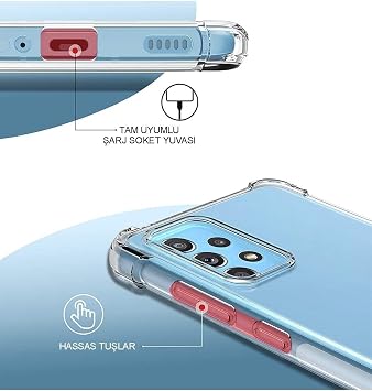 PrintiFy Samsung Galaxy A32 Uyumlu Köşe Korumalı Antişok Kapak Çiçek Tasarımlı Şeffaf Kılıf