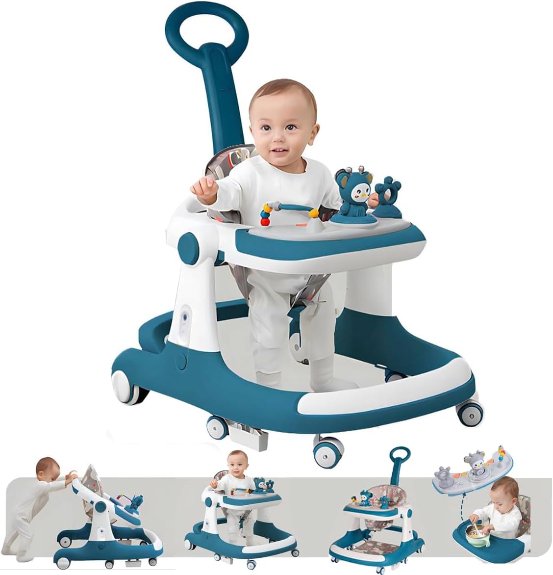 Foldable Baby Walker, 3 in 1 Toddler Walker Bouncer
