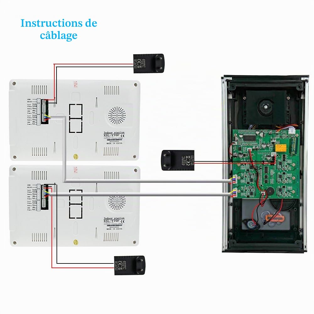 7 '' Couleur Filaire Interphone Vidéo Porte Système de Téléphone kit 700TVL RFID Accès Entrée Caméra Sonnette 3 Monitors pour Multi- Appartements/Maison