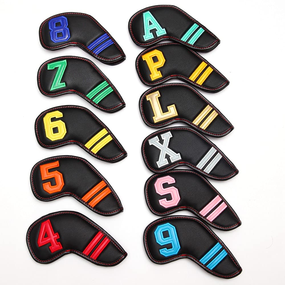 ASPX Lot de 11 couvre-fers en cuir synthétique avec chiffres colorés Noir 4-9