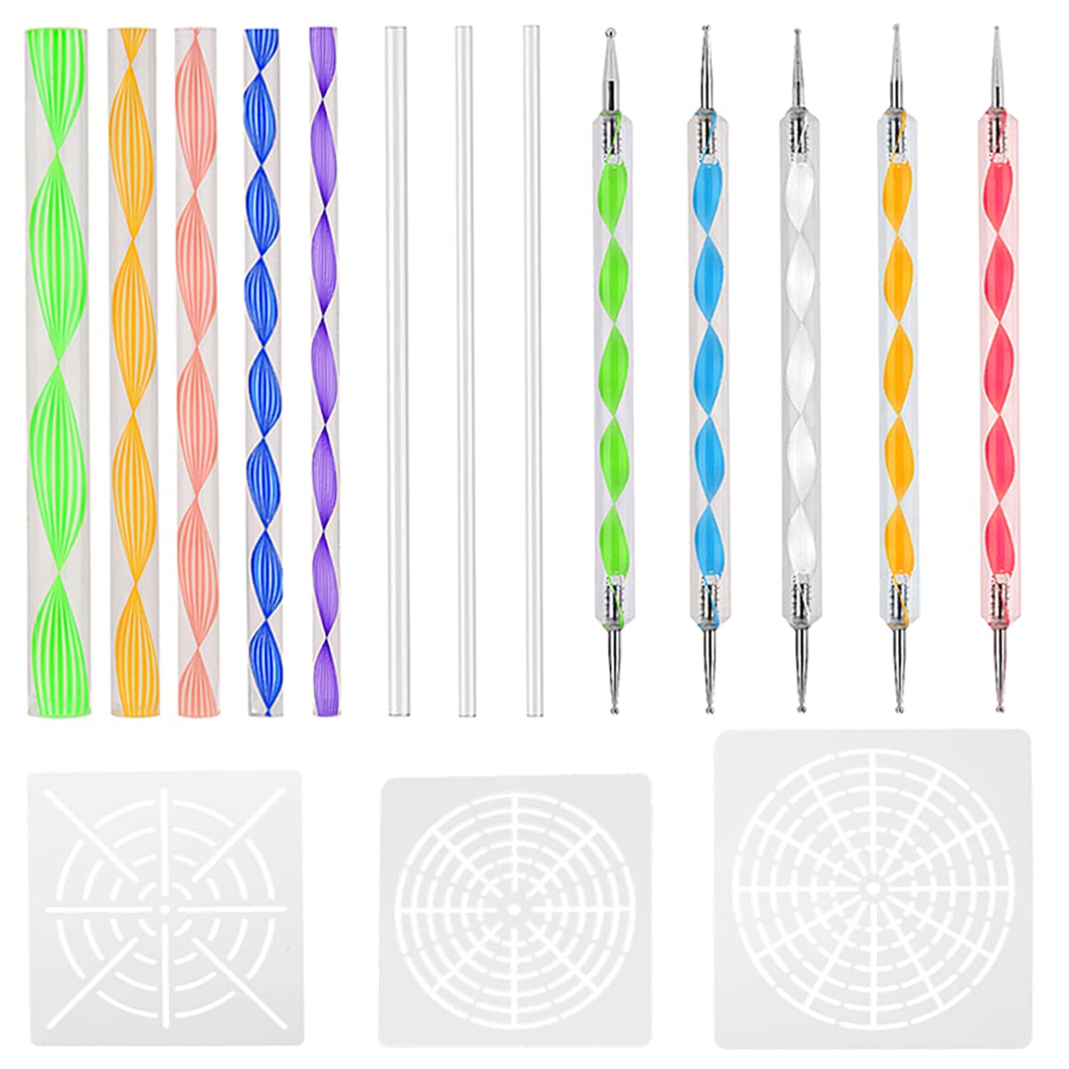16Pcs Mandala Dotting Tools Stencil Kit Rock Painting Kits Mandala Ball Stylus Dotting Tools Dot Art Pen Paint Stencil Drawing Stylus Acrylic Rods for DIY Nail Arts, Rock Stone Painting, Pottery Craft