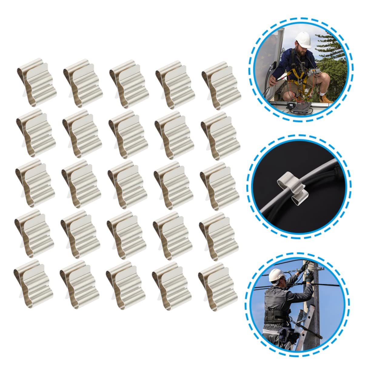 MUCKLILY 60pcs 301 Photovoltaic Cable Clamp Photovoltaic Cable Clips Railer Wire Clips Wire Rope Pv Boat Wire Battery Organiser Trailer Frame Cable Clamp Silver 301 Stainless Steel