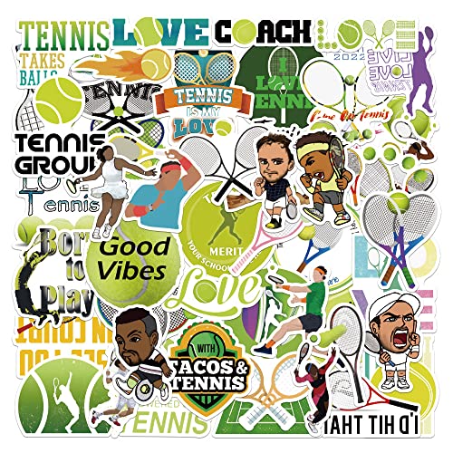 Tennis Stickers 50 Pieces for Water Bottle Cute Soccer Gifts Sports Stickers for Kids Teens Adults