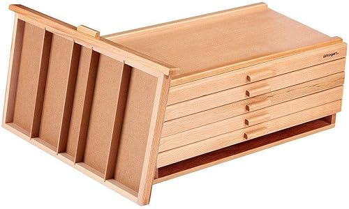 Miniatura 10 de KINGART 723N Caja de almacenamiento de madera con 6 cajones para artistas, 15-34 pulgadas de ancho x 10 pulgadas de profundidad x 6-12 pulgadas de