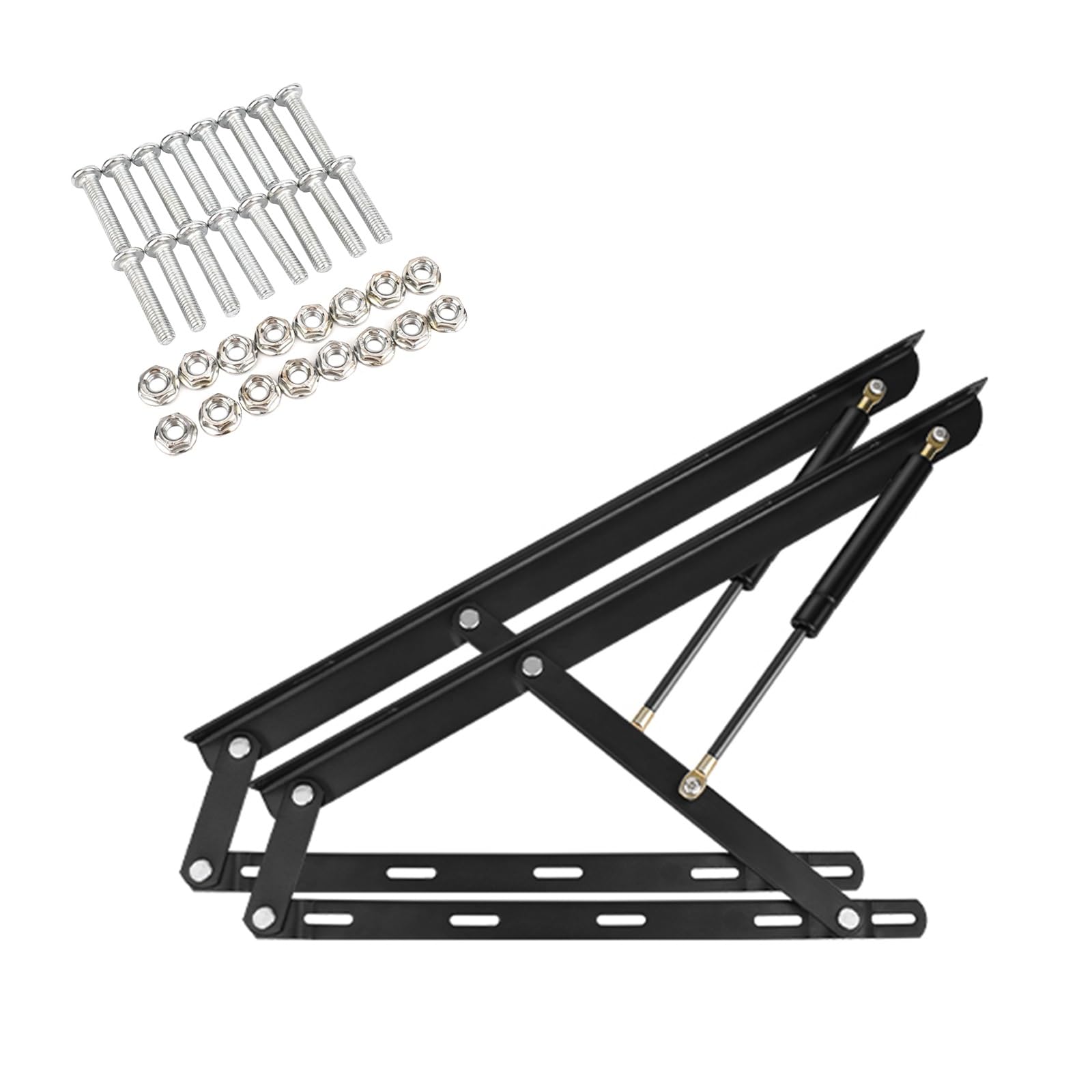 2pcs Mécanisme de Levage Hydraulique, Mécanisme Levage Hydraulique, Robuste & durable, Capacité de charge stable, Ouverture et fermeture en douceur, Support de lit Robuste à Levier pneumatique(Black,6