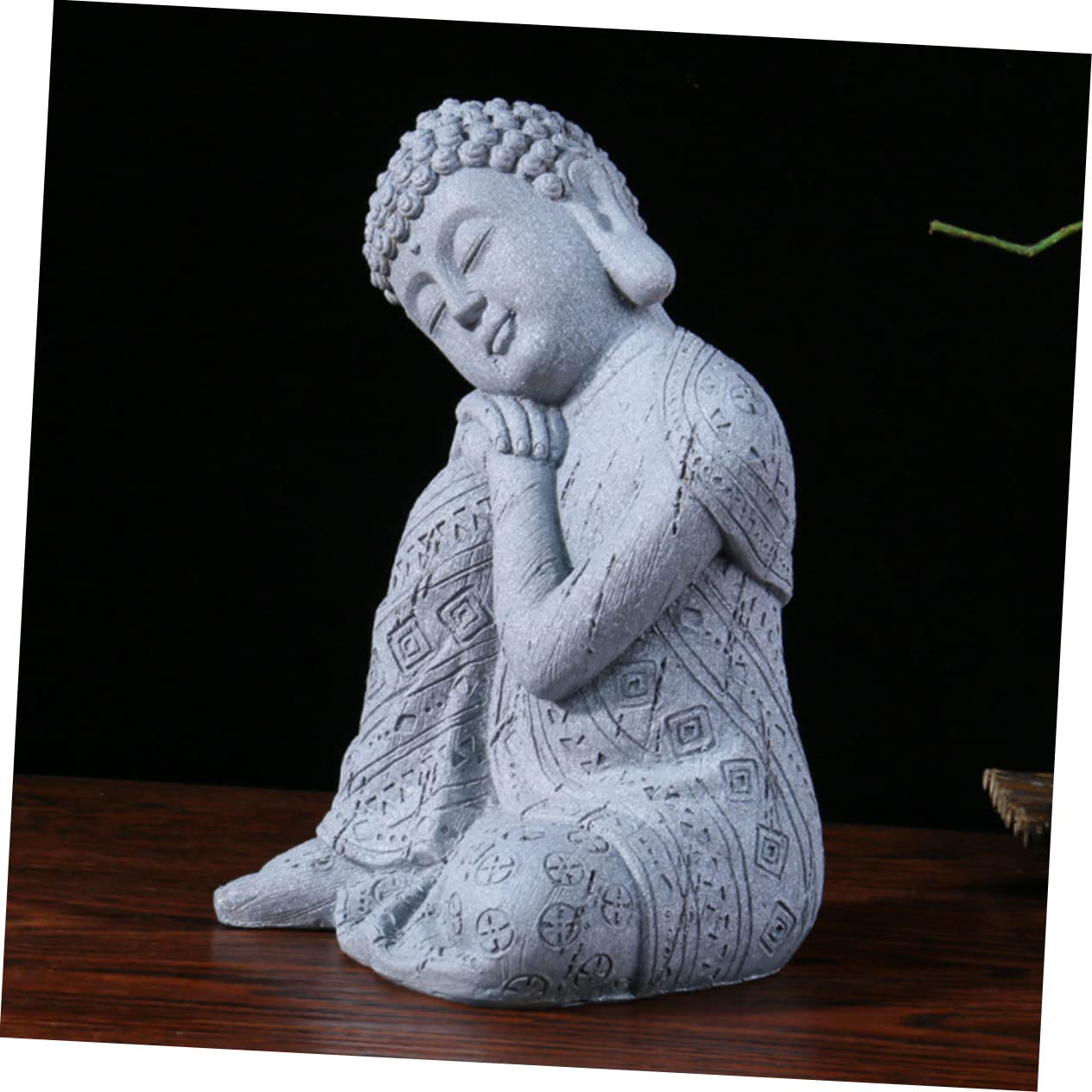 Statue de Bouddha Simple Décoration Intérieure en Résine pour Bureau