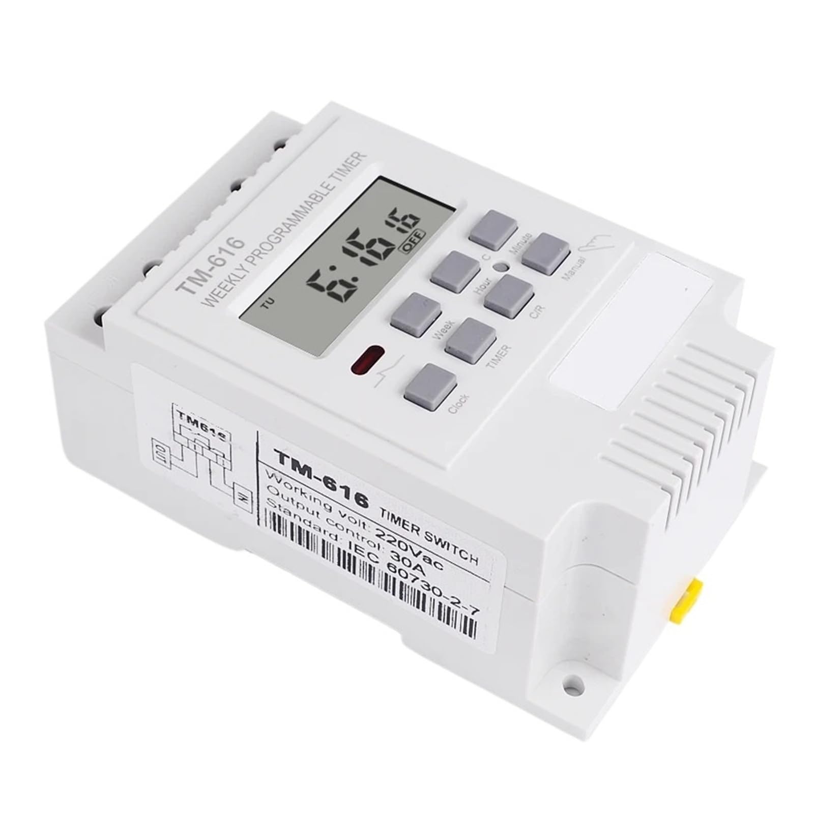 Interruptor temporizador de 12 V CC de carga de control de 30 amperios | Relé de tiempo digital programable de 7 días, 17 encendido/apagado, 24 horas