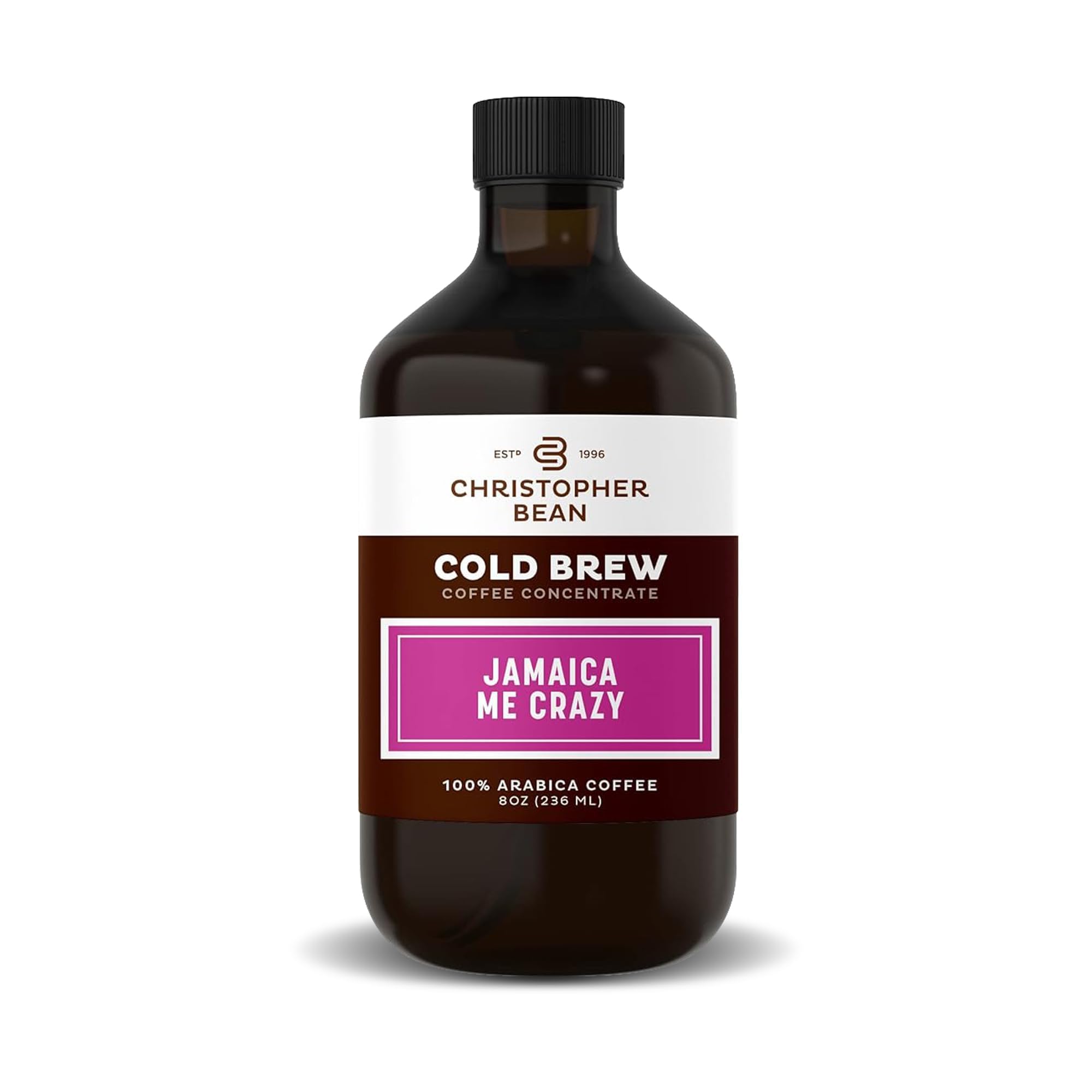 Jamaica Me Crazy Flavored Coffee Concentrate, Unsweetened Cold Brew & Iced Distillate Liquid Java. Hand Crafted Concentrated 100% Arabica, Pure Coffee Bean Extract 8-Ounce Bottle