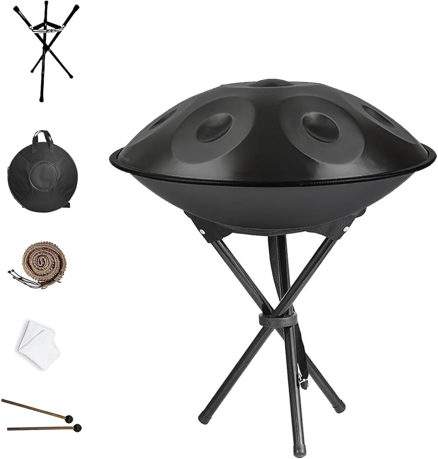 Handpan Drums - 9/10/12 Notes D Minor Steel Hand Drum Instrument, 432Hz/440Hz Concert Percussion With Stand, Handpan Drum Set For Adult Includes Soft Case Mallets(D,432HZ/10Note)