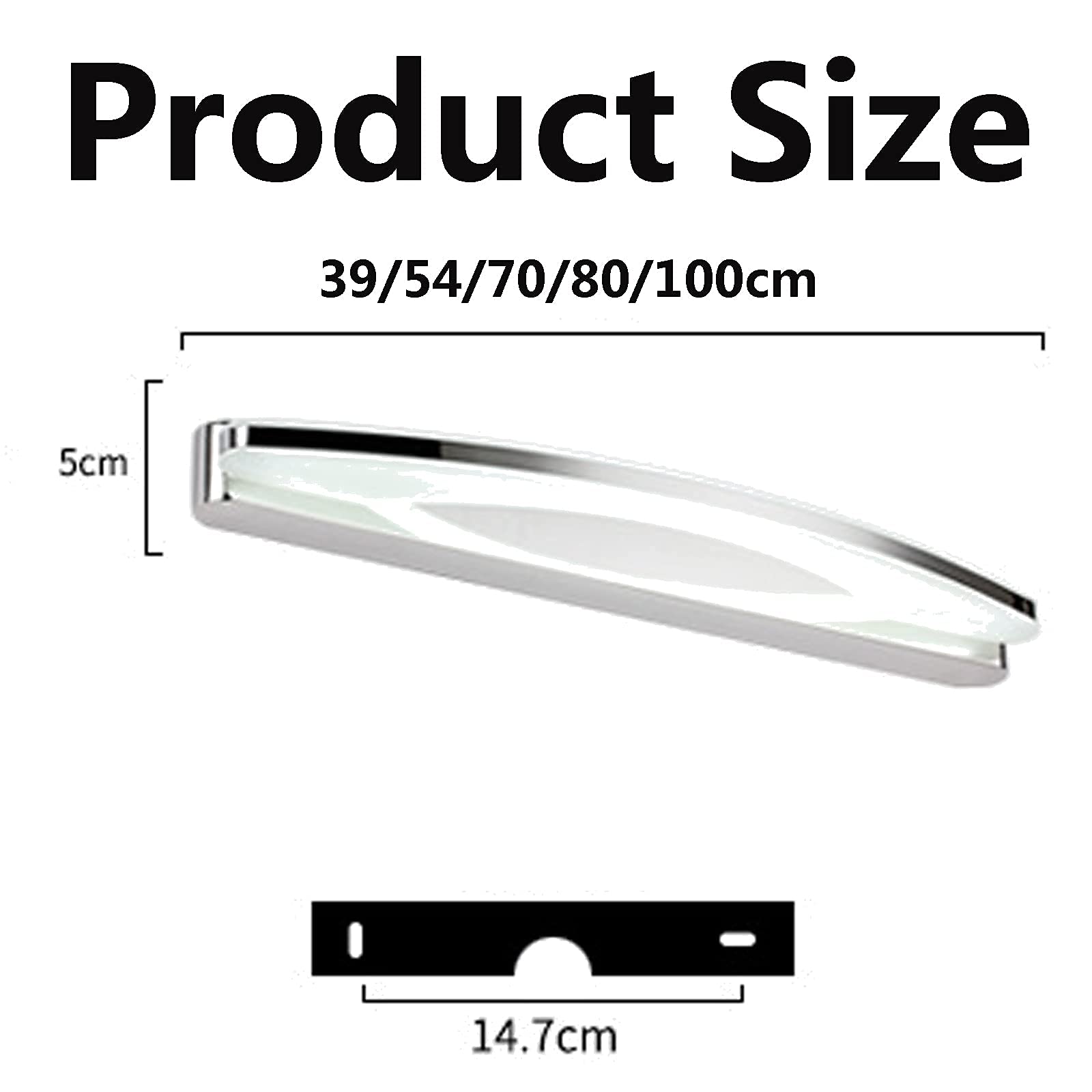 Led Espejo Luz Fresco Blanco 6000K Dormitorio Imagen Pared Luz Hotel Inodoro Impermeable Espejo Gabinete Lámpara Anti Niebla Maquillaje Luz/100Cm19W