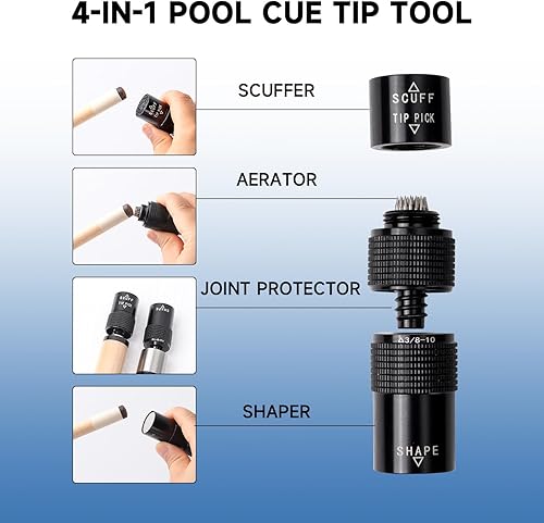Miniatura 2 de GSE Games & Sports Expert Herramienta para punta de taco de billarpool, herramienta para taco de billar con funciones de