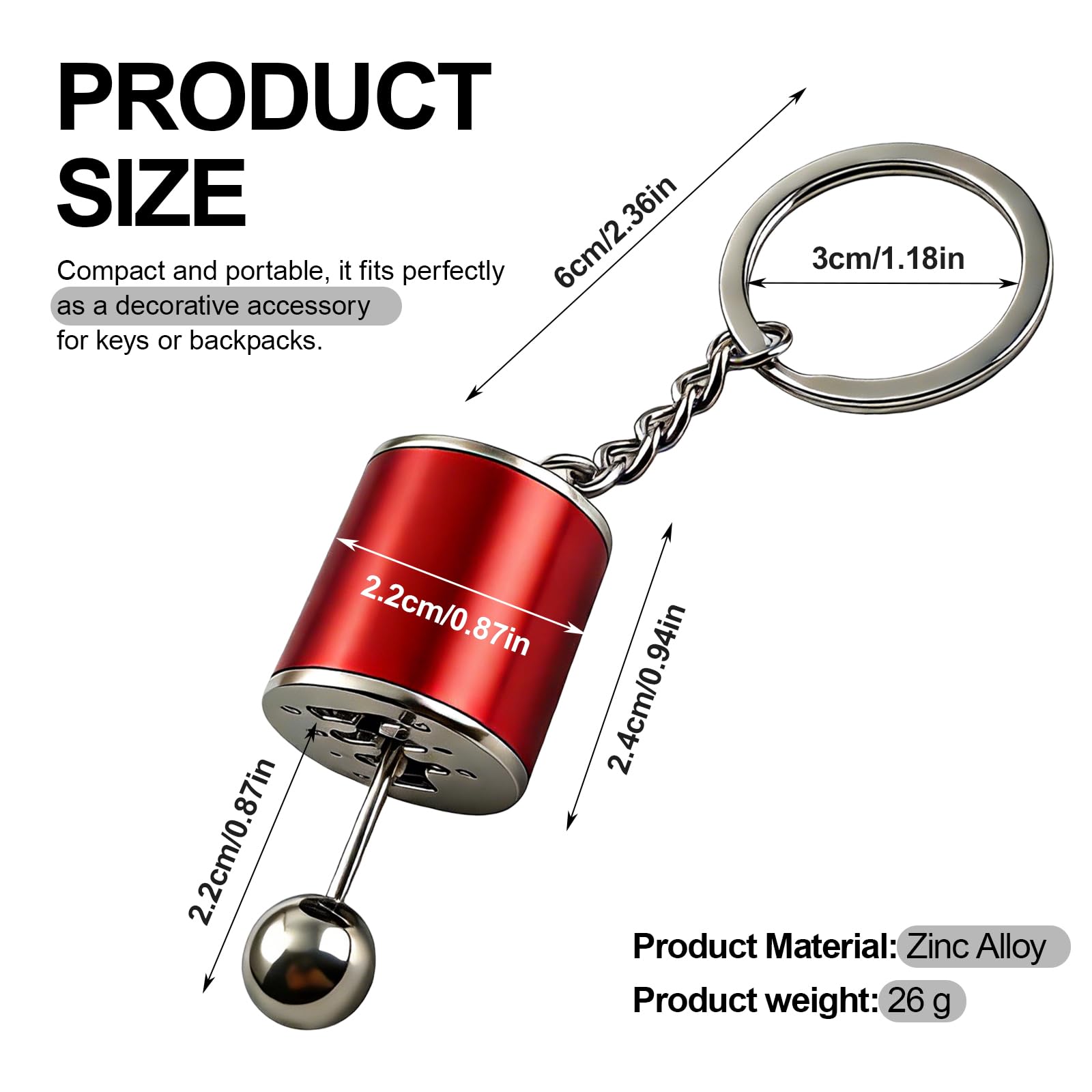 HIAHXC Gearbox Keychain,6-Speed Manual Transmission Gearbox Key Chain,Creative Gear Shifter Keychain,Stick Shift Keyring Car Fidget,Stress-Relieving Gear Shift Fidget Toy,Car Accessories — view 2