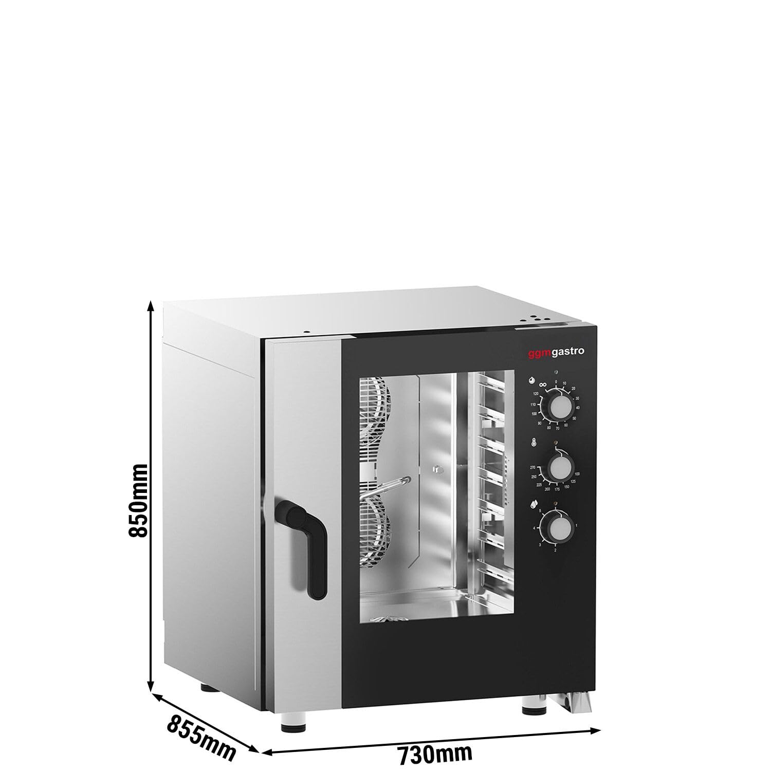 GGM Gastro Kombidämpfer manuell 7x GN 1/1 | Robuste Edelstahlkonstruktion, zeitsparende Reinigung durch abgerundete Ecken, stapelbares Design, für den Dauereinsatz