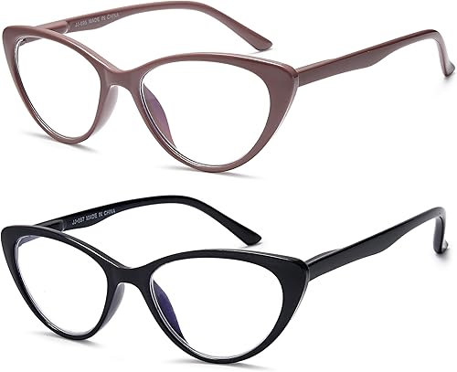 Miniatura 9 de EYEURL Gafas de lectura de ojo de gato para mujer, paquete de 2 lectores con bloqueo de luz azul para mujer, bisagra de resorte, patrón de moda