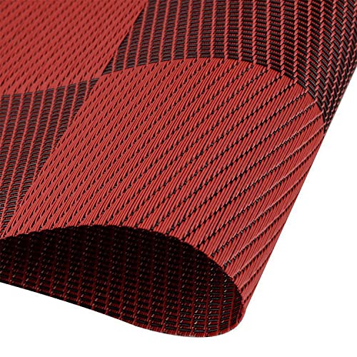 Image of Set of 6 PVC Heat-Stain Resistant Table Placemats Anti-Skid Washable Kitchen Table Mats Non-Slip Double Sided Placemats Easy to Clean Suitable for Dining Table Kitchen 45x30cm (red Brown)