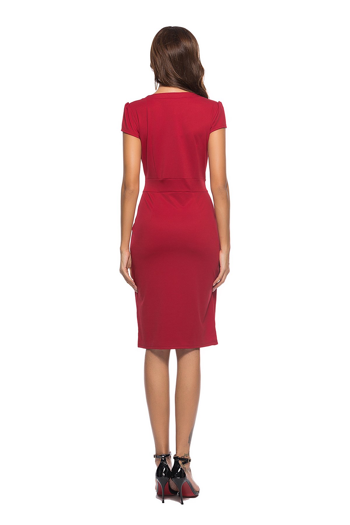 CEASIKERY Vestido Informal de Oficina de Trabajo con lápiz de cóctel Retro de Negocios para Mujer