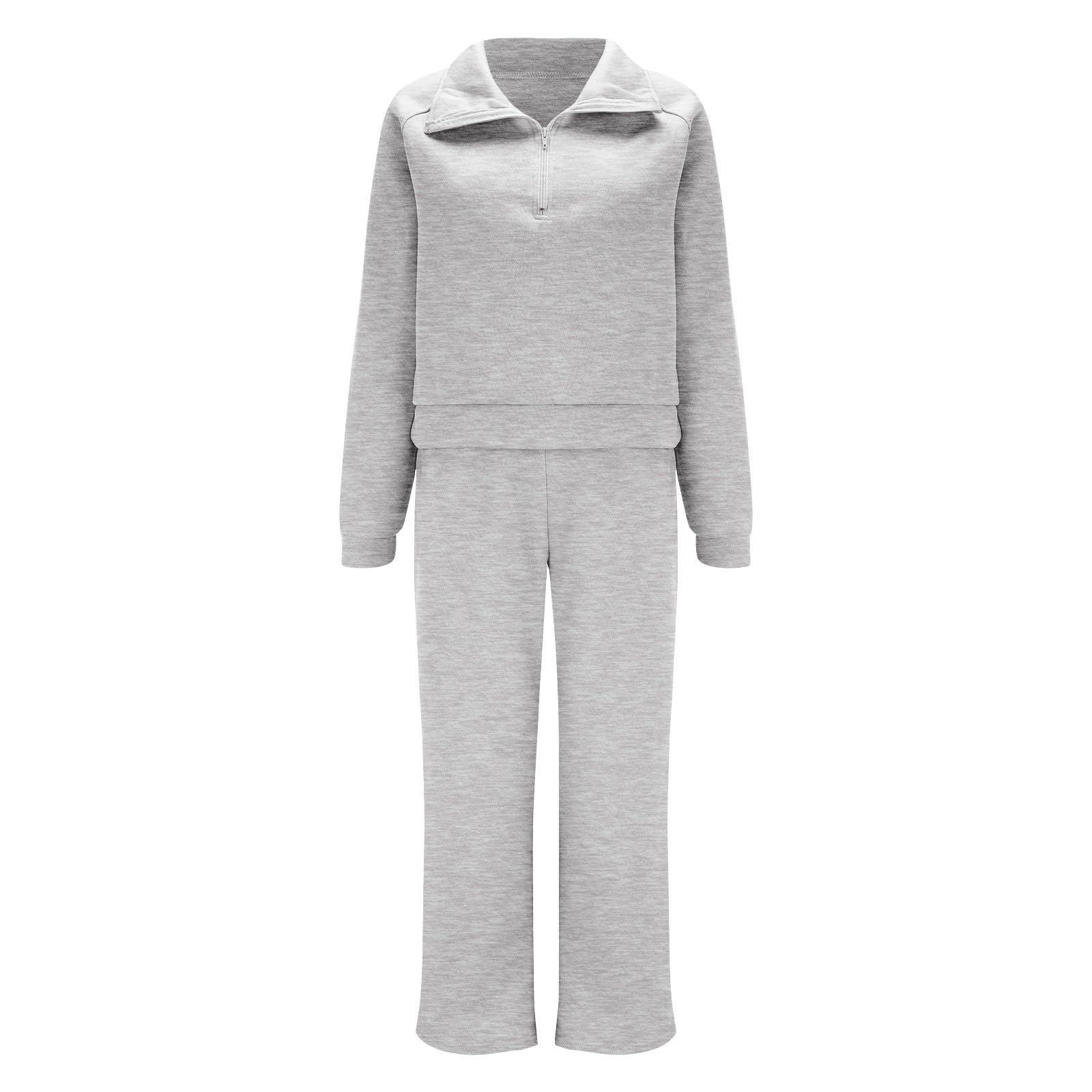 Conjunto completo de chándal para mujer, pierna ancha, media cremallera, casual, con cremallera de un cuarto y pantalones deportivos, a la moda, Y2K, para novio, cómodos, térmicos, para otoño