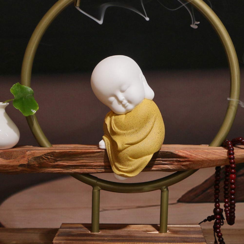 Posągi Buddy do dekoracji wnętrz, rzeźba Buddy dekoracje do salonu, figurki zen ozdoby na biurko, ceramika, C