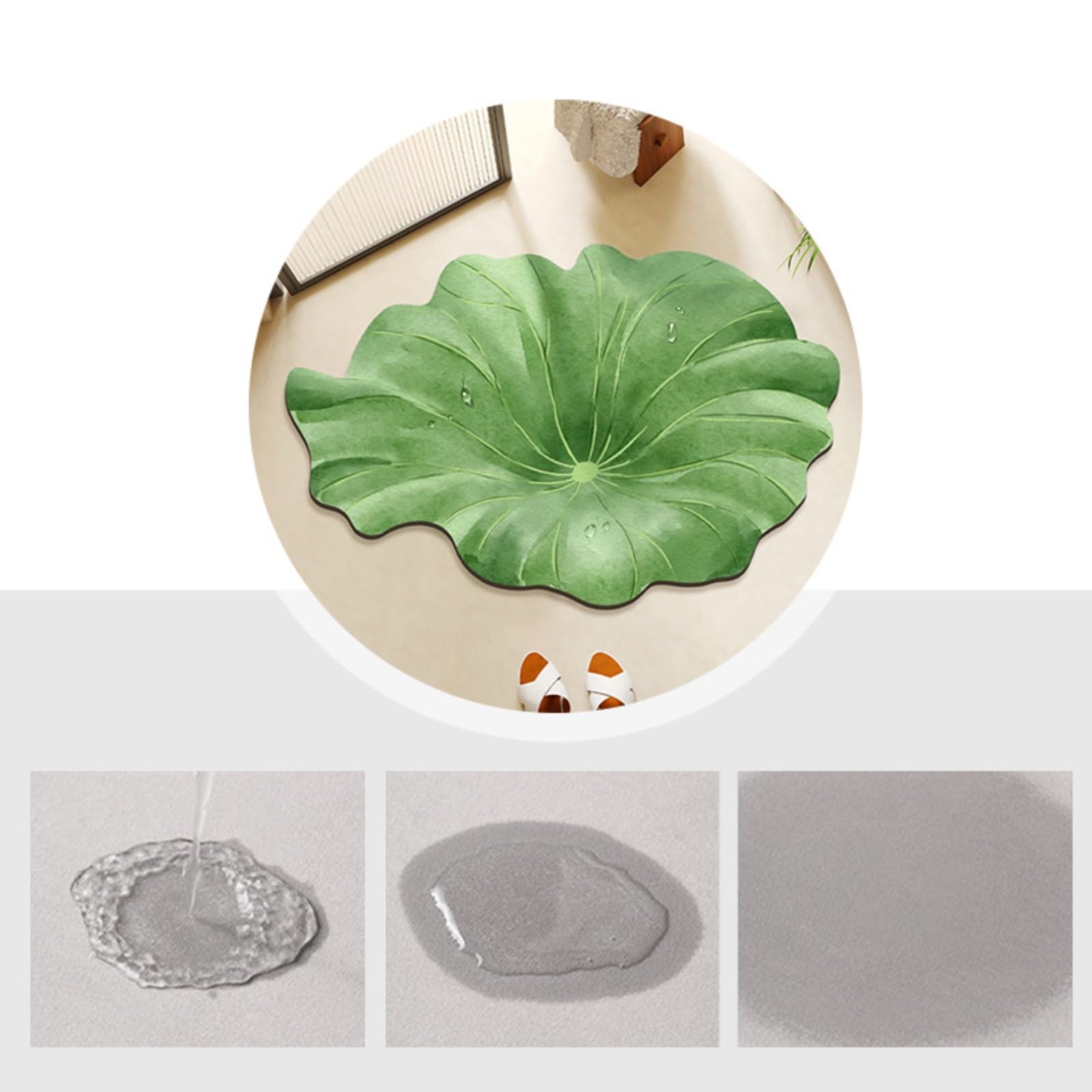 Tappeti da Bagno in Velluto Verde con Foglie, Antiscivolo e Morbidi, Lavabili in Lavatrice, per Zerbini e Doccia(Color 6,60 * 90cm)