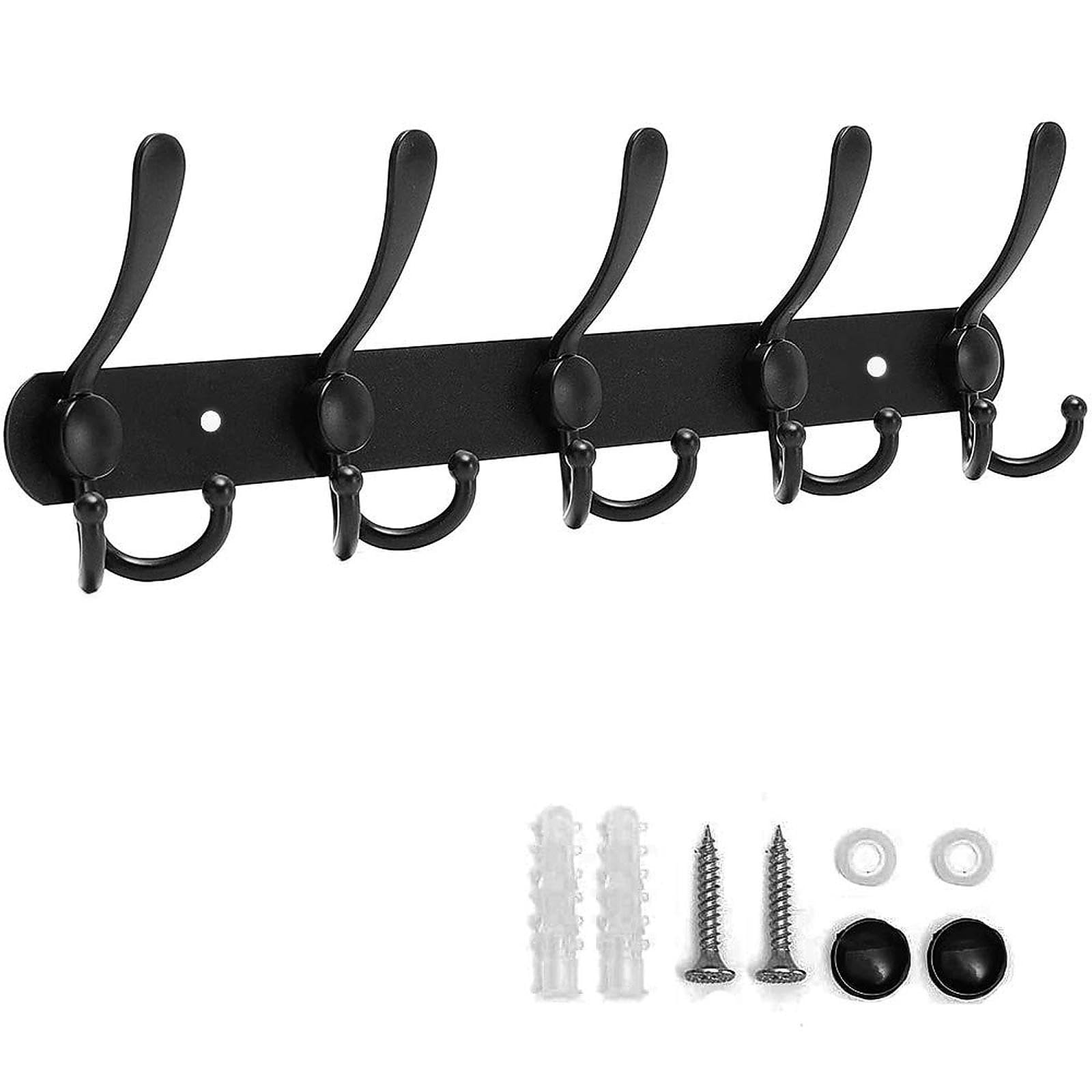 Txerfolg White,Black Black Coat Rack 5 Hooks Wall Mounted Heavy Duty Coat Hooks For Coats Towels Bathrobes Hats Clothes Robes Wardrobes