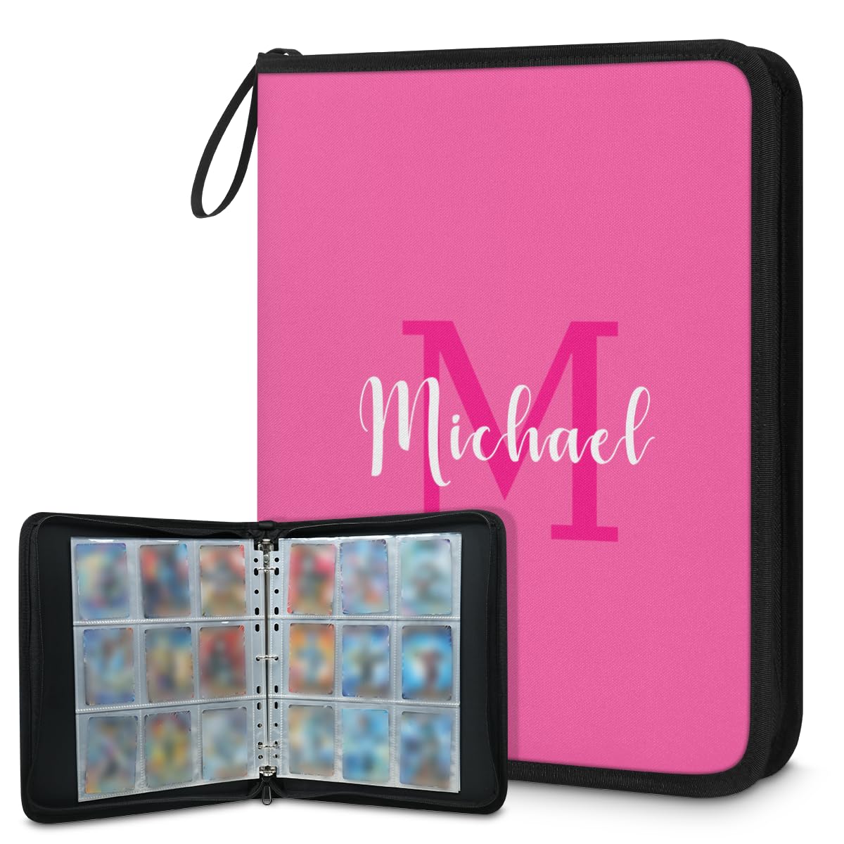 Top-Loaders-for-Cards - Carpeta de tarjetas coleccionables con nombre personalizado, 9 bolsillos, carpeta de tarjetas deportivas como regalo para mujeres, hombres, niños, niñas, niños, niñas, niños