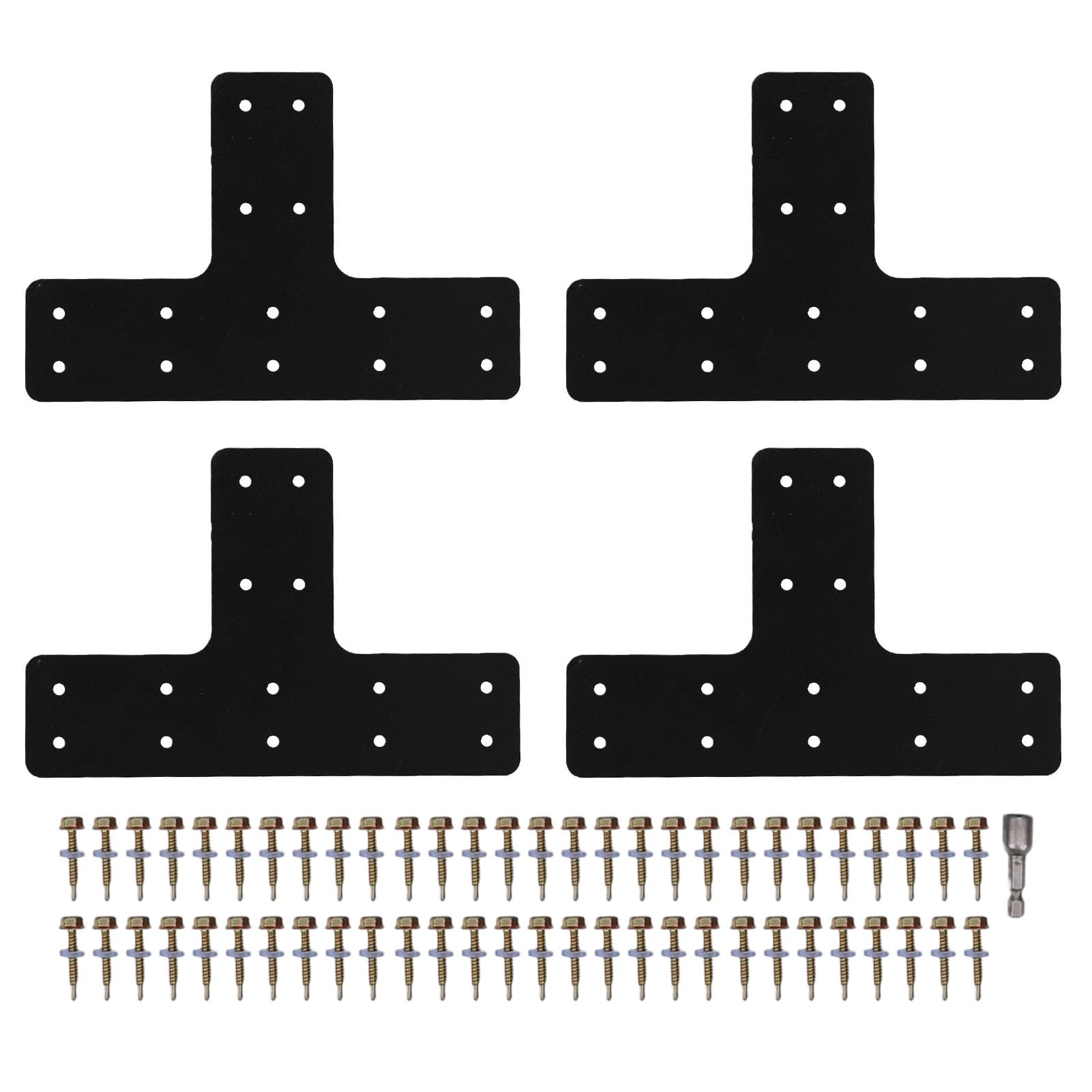 Jeffergarden 4 Pezzi Staffe per Palo a T in Legno, Supporti per Montanti