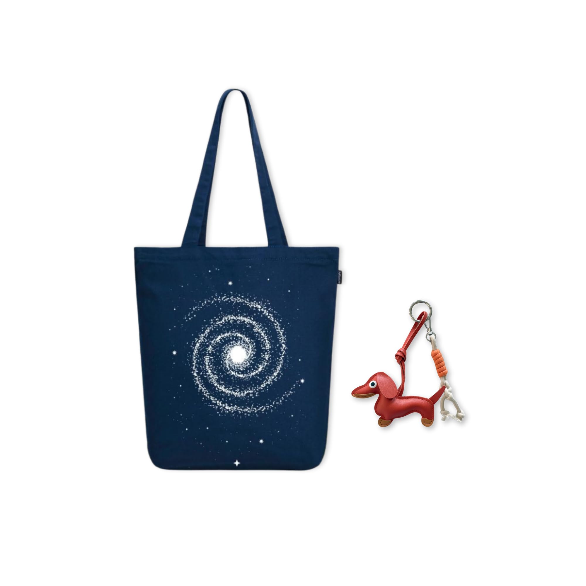 Eco Right Organic Canvas Tote Bag for Women + Bag Charms Combo – 100% Organic Cotton Tote with Zipper & Stylish Keychain Charms – College, Shopping & Beach Handbag Gift Set