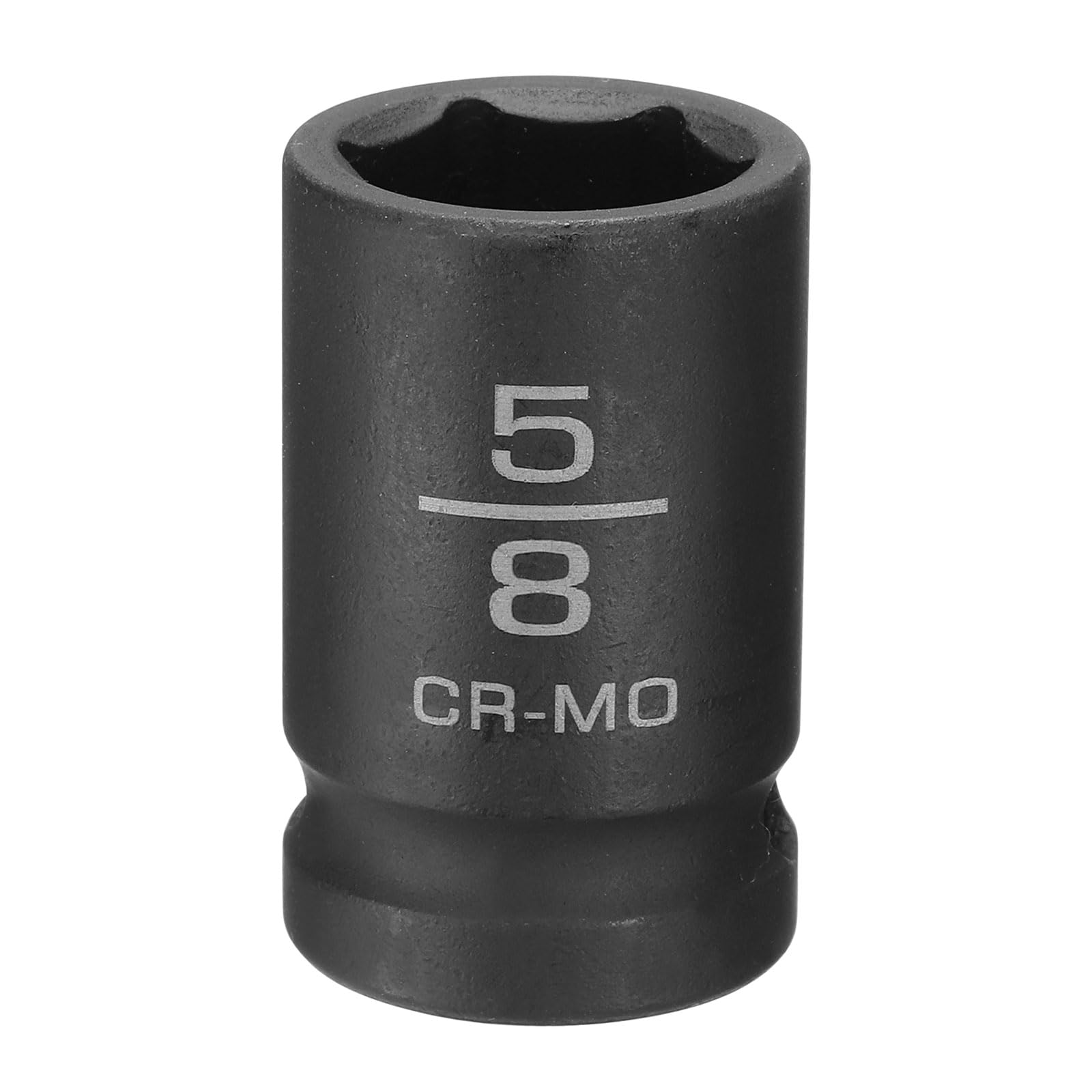 sourcing map 6 Point Shallow Impact Socket 5/8" Socket 1/2" Square Drive 38mm (1.5") Long 40CRMO for Home Auto Axle Hex Nuts Bolts Repair, Black