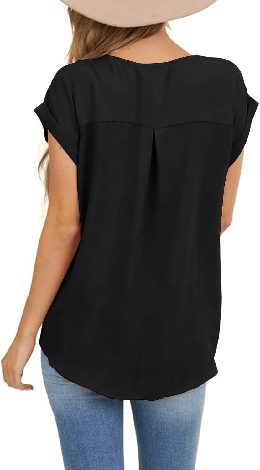 Limerose Women's Short Sleeve Tops Crew Neck Side Button Shirts Casual Loose Fit T-Shirt - Image 3